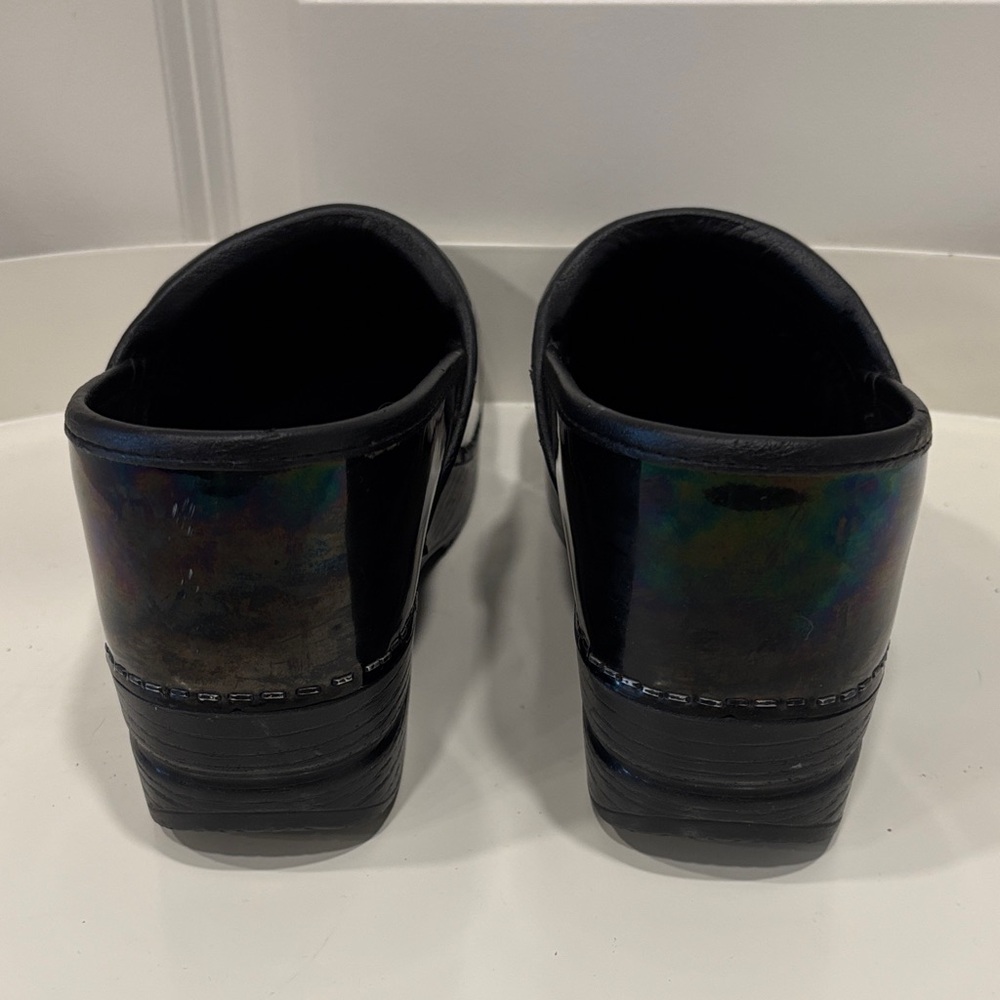 GUC Dansko Black Oil Slick Platform Clogs - Picture 7 of 10